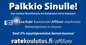 Ratekoulutus yhteistyökumppanit - Affiliate-ohjelma - myyntiprovisio